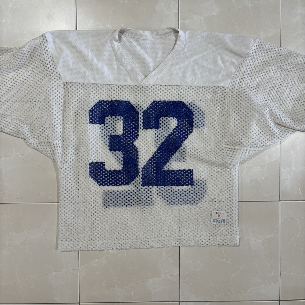 Vintage Champion Football Jersey Mesh 32 Men's M USA Made White Cowboys Giants